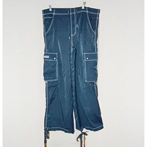 Kikwear Power Surge Cargo Pants S Black Nylon Wide Leg Rave Y2K VTG